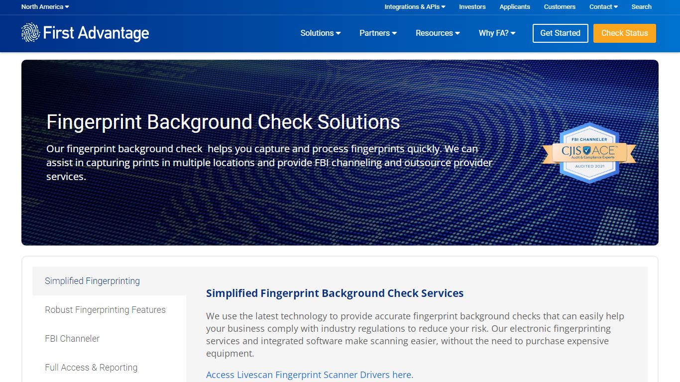 Fingerprint Background Check Services | First Advantage - North America
