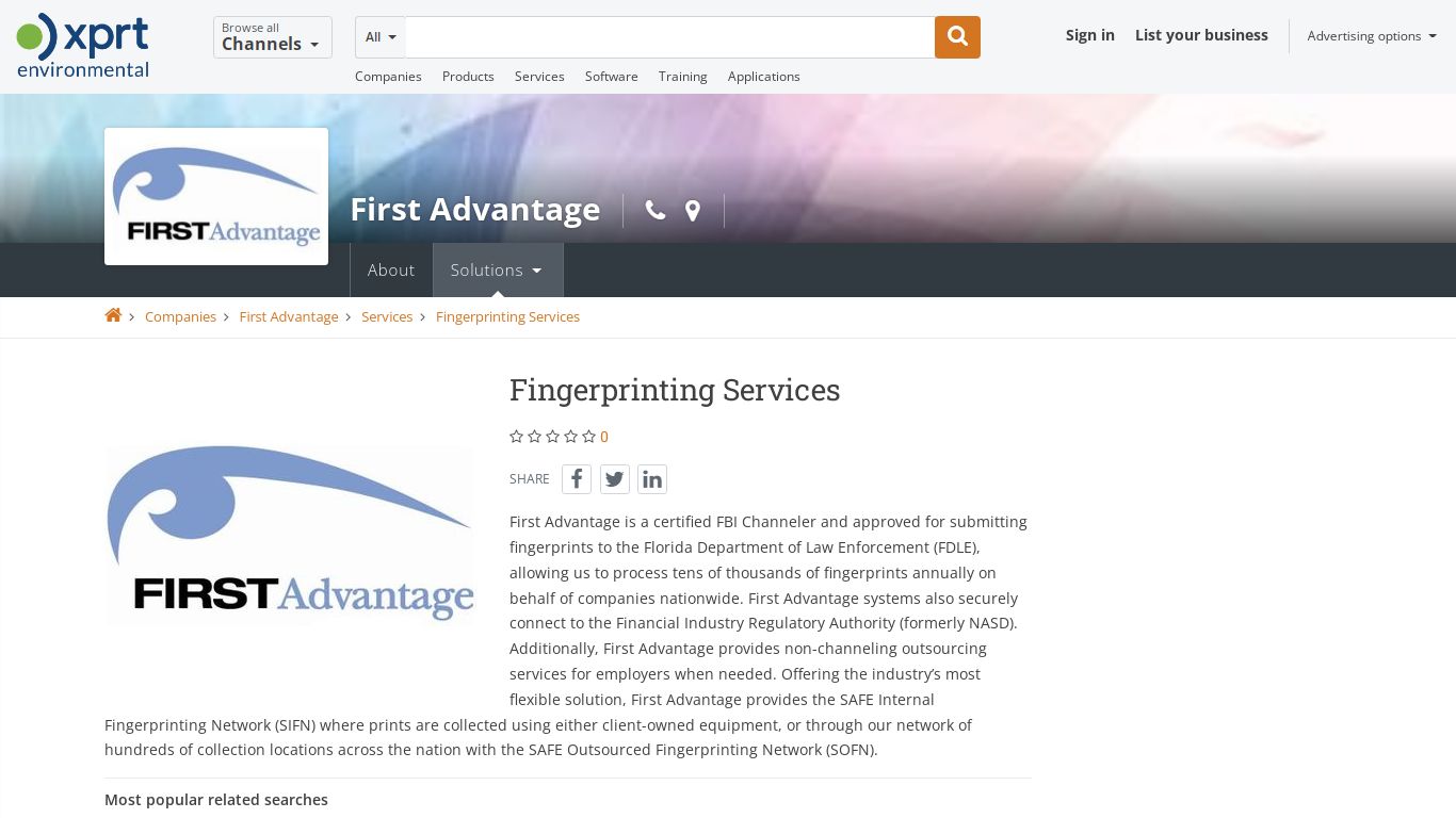Fingerprinting Services by First Advantage - Environmental-Expert.Com
